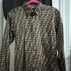 Fendi Monogram Mens Long Sleeve Shirt